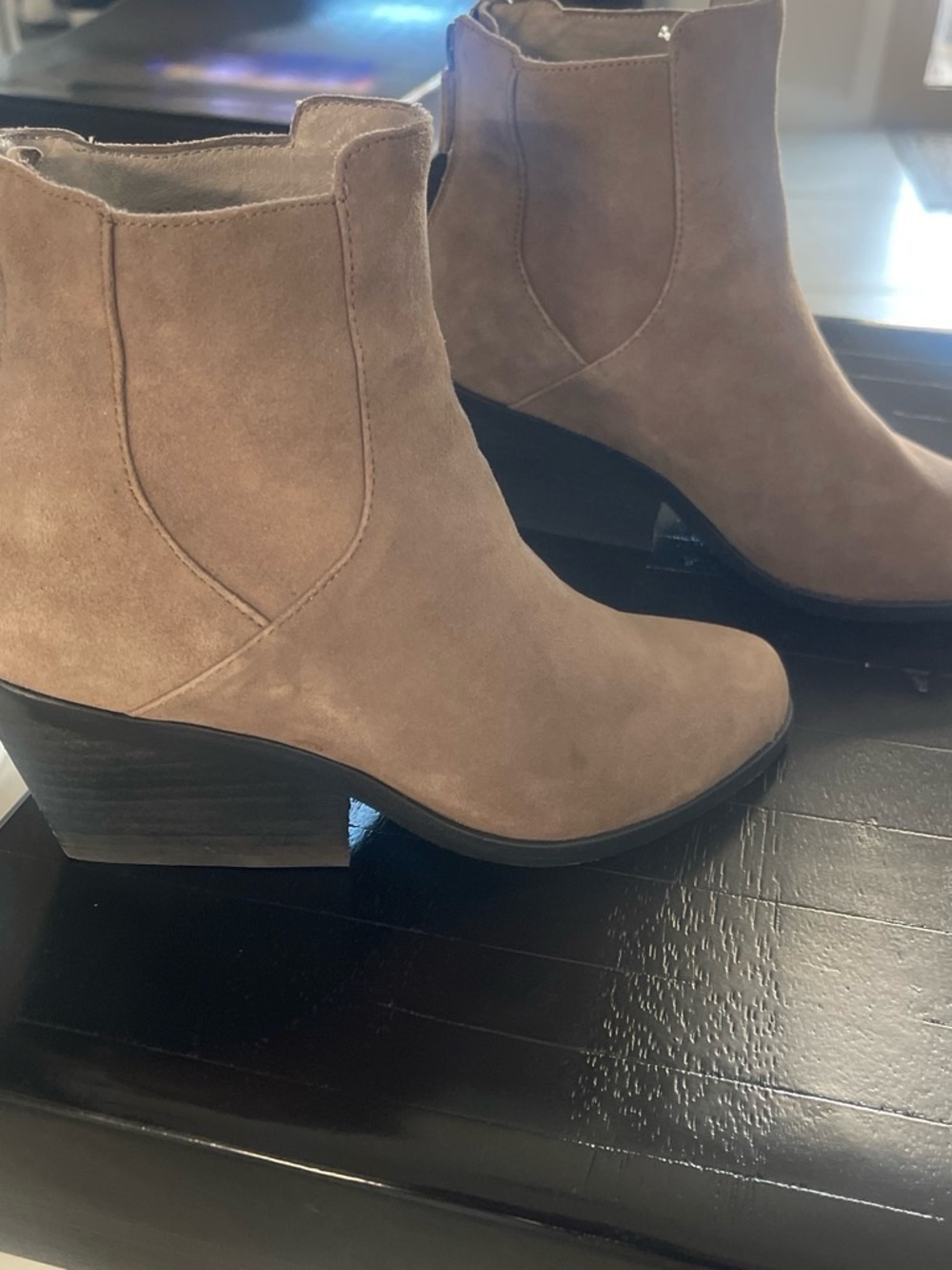 Eileen Fisher Taupe Suede Chelsea Ankle Boots